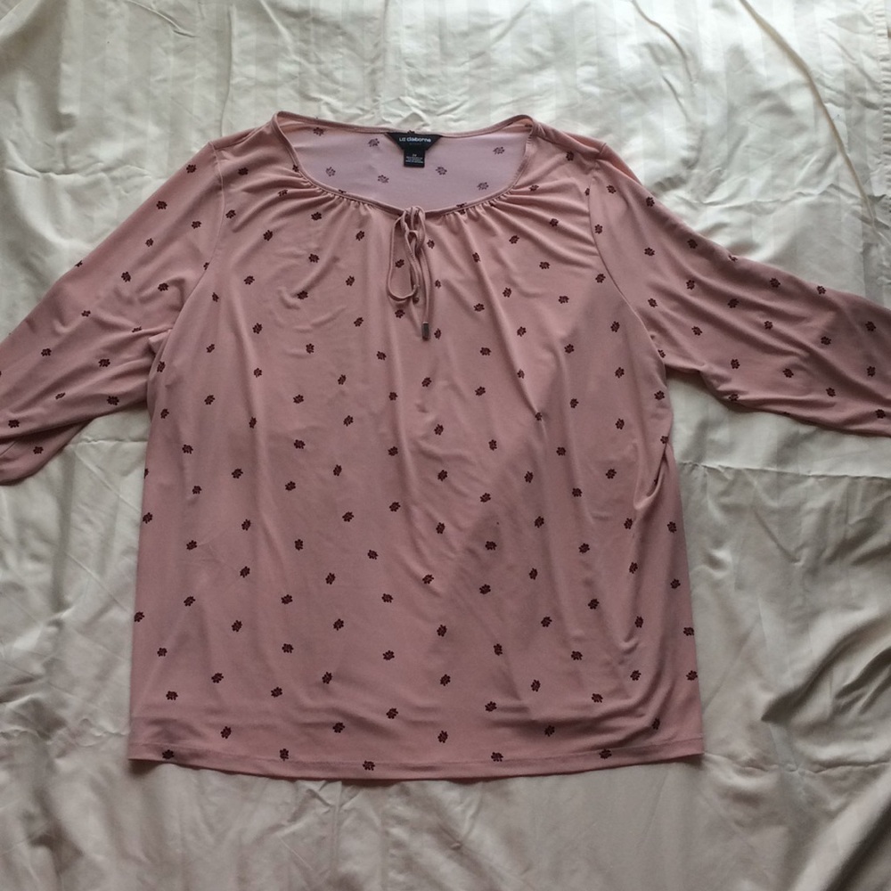 Liz Claiborne 3/4 Sleeve Pink Floral Blouse - 2x